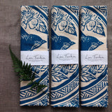 Stained glass House Martin in blue, organic cotton tea towel