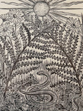 Garden dragons- a slow worm print by Lou Tonkin