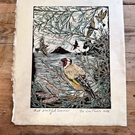 That beautiful Summer- goldfinch print by Lou Tonkin