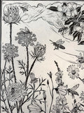 For the Bees, a limited edition lino cut print by Lou Tonkin
