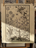 For the Bees, a limited edition lino cut print by Lou Tonkin