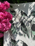 Hedgerow tea towel green