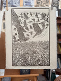 For them- a linnet print, a limited edition lino cut print by Lou Tonkin