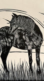 Wild Pony study 3, a limited edition lino cut print, by LouTonkin
