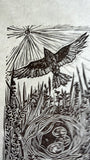 Skylark a small lino print by Lou Tonkin