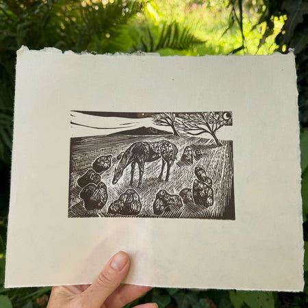Wild pony- the imagining. A limited edition lino cut print by Lou Tonkin