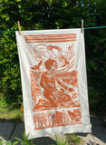 Grounded, organic cotton tea towel by Lou Tonkin