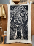 The journey Organic cotton tea towel by Lou Tonkin
