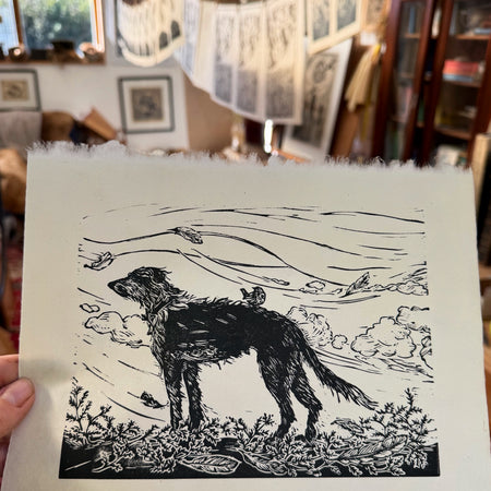 Feathers, a limited edition Lino cut print by Lou Tonkin