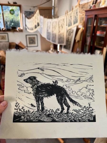 Feathers, a limited edition Lino cut print by Lou Tonkin