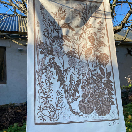 ‘Medicine Garden’ organic cotton tea towel