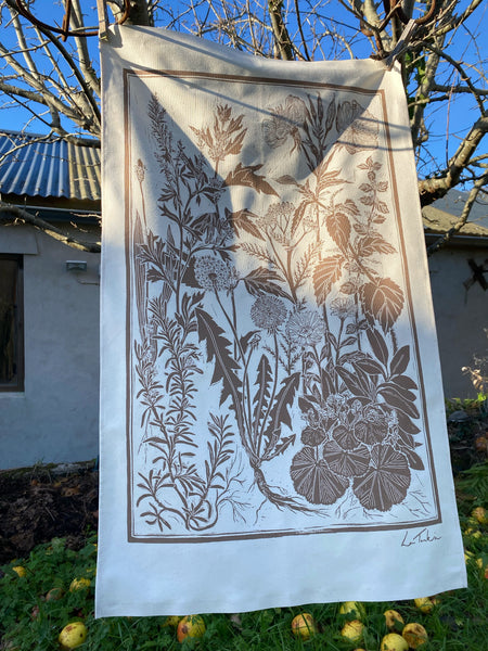 ‘Medicine Garden’ organic cotton tea towel