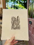 Slow worm lino cut print- Lou Tonkin