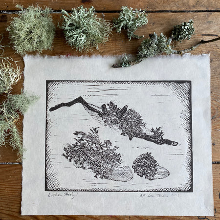 Lichen study 1 lino cut print