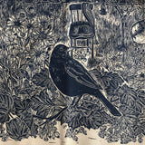 Organic cotton Blackbird Tea towel by Lou Tonkin