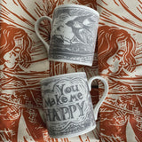 You Make Me Happy, bone China handprinted mug