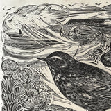 Rock Pipit, original lino cut print by Lou Tonkin