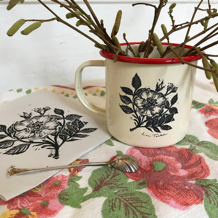 Wild Rose enamel mug