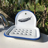 Feather design enamel soap dish