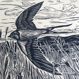 ‘Moor edge Meadow’ lino print by Lou Tonkin