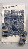 Organic cotton Blackbird Tea towel by Lou Tonkin