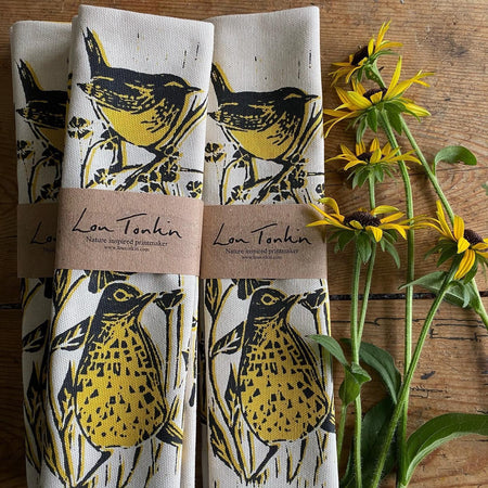 Hedgerow teatowels yellow