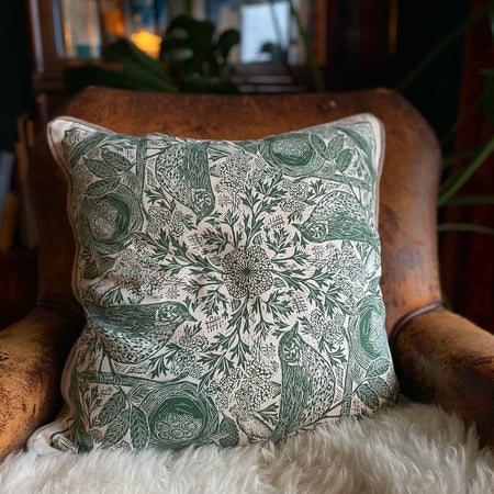 Hedgerow bird cushion cover
