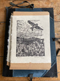 Freedom- skylark flight. Lino cut print by Lou Tonkin