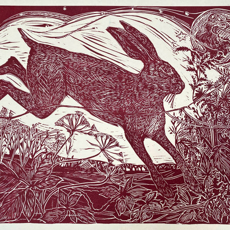 Wintering limited edition lino cut print by Lou Tonkin