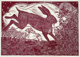 Wintering limited edition lino cut print by Lou Tonkin